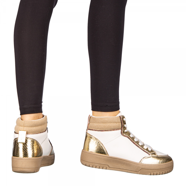 Okama műbőrből arany színű női tornacipő, 4 - Kalapod.hu